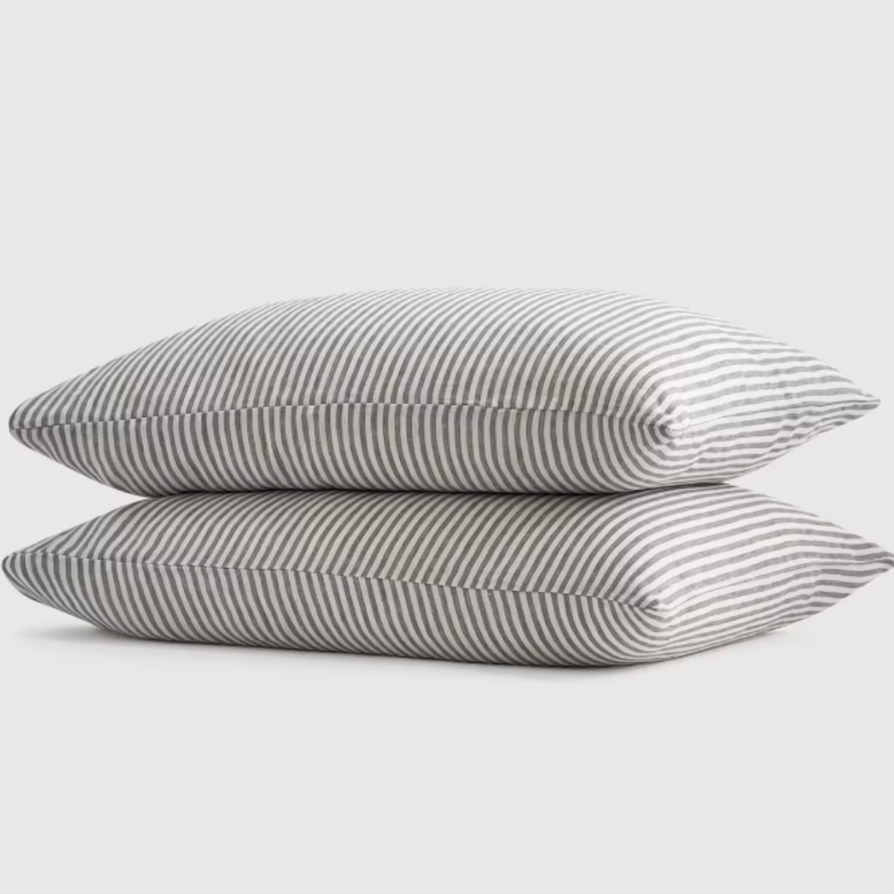 Quince European Linen Grey And White Standard Size